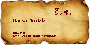 Barka Anikó névjegykártya